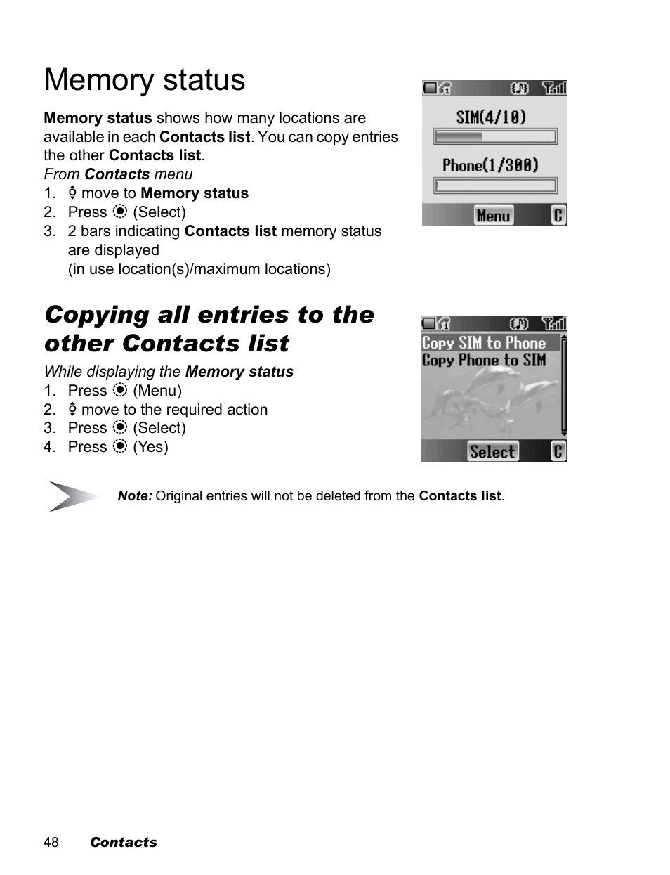 Copying all entries to the other contacts list | Panasonic EB-X500 User Manual | Page 51 / 110