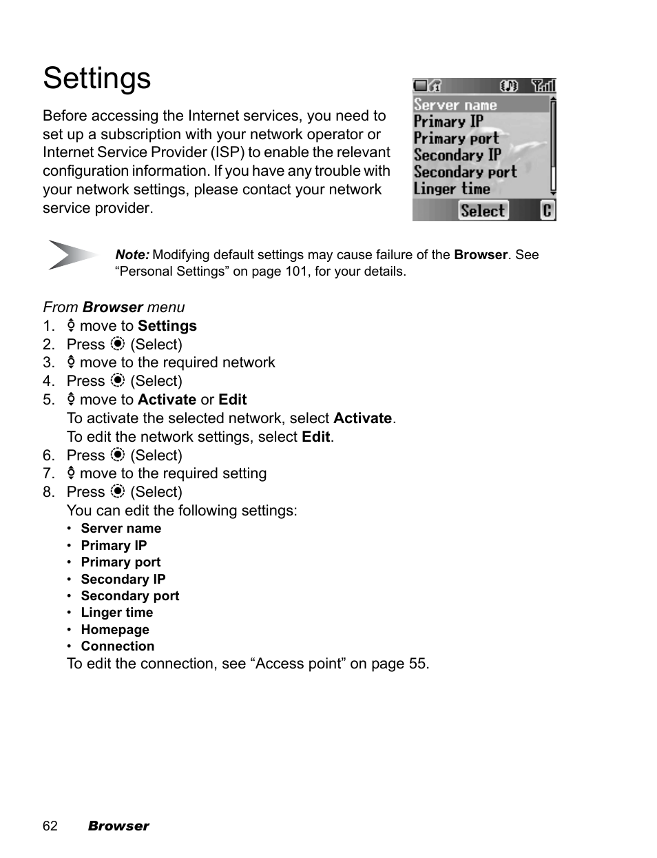 Settings | Panasonic EB-X500 User Manual | Page 65 / 110