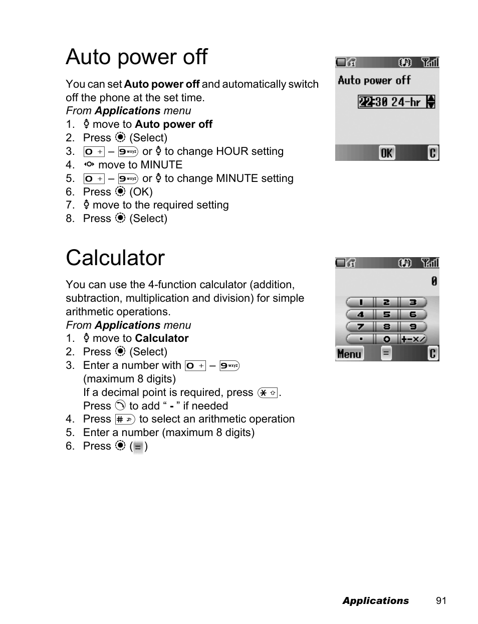 Auto power off, Calculator | Panasonic EB-X500 User Manual | Page 94 / 110