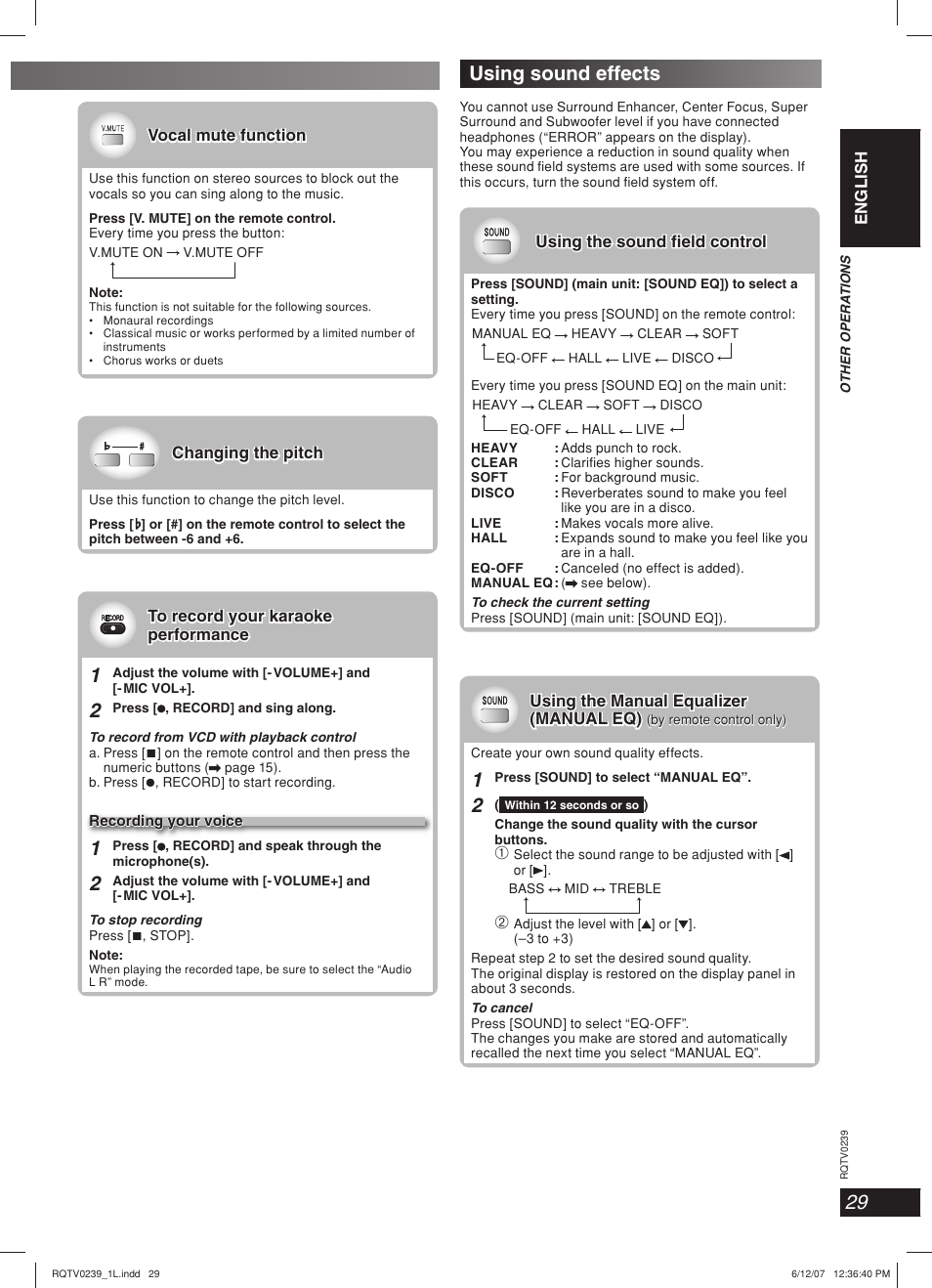 Using sound effects | Panasonic SC-VK960 User Manual | Page 29 / 40