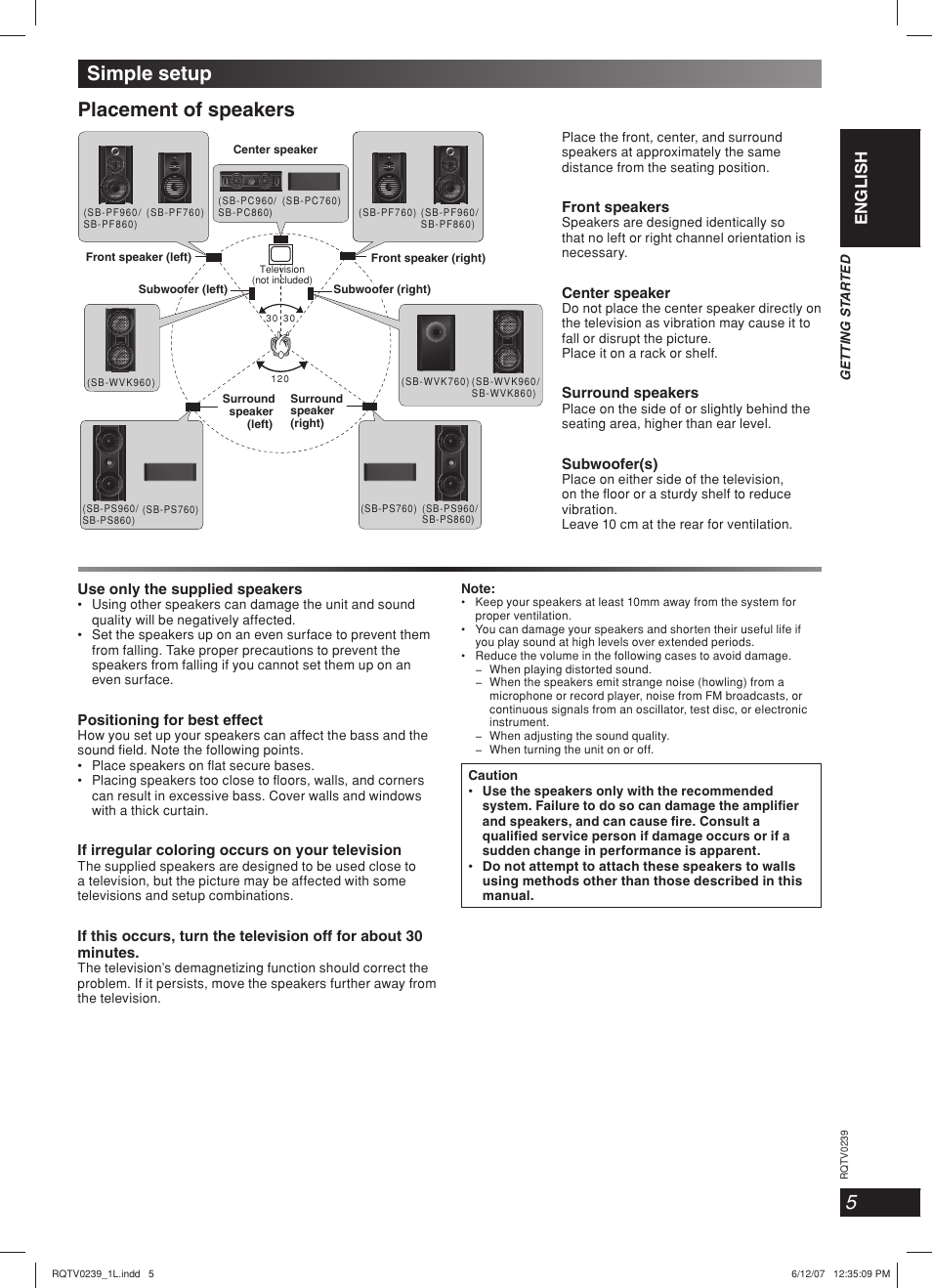 Lang - 5 lang - 4 français dansk english | Panasonic SC-VK960 User Manual | Page 5 / 40