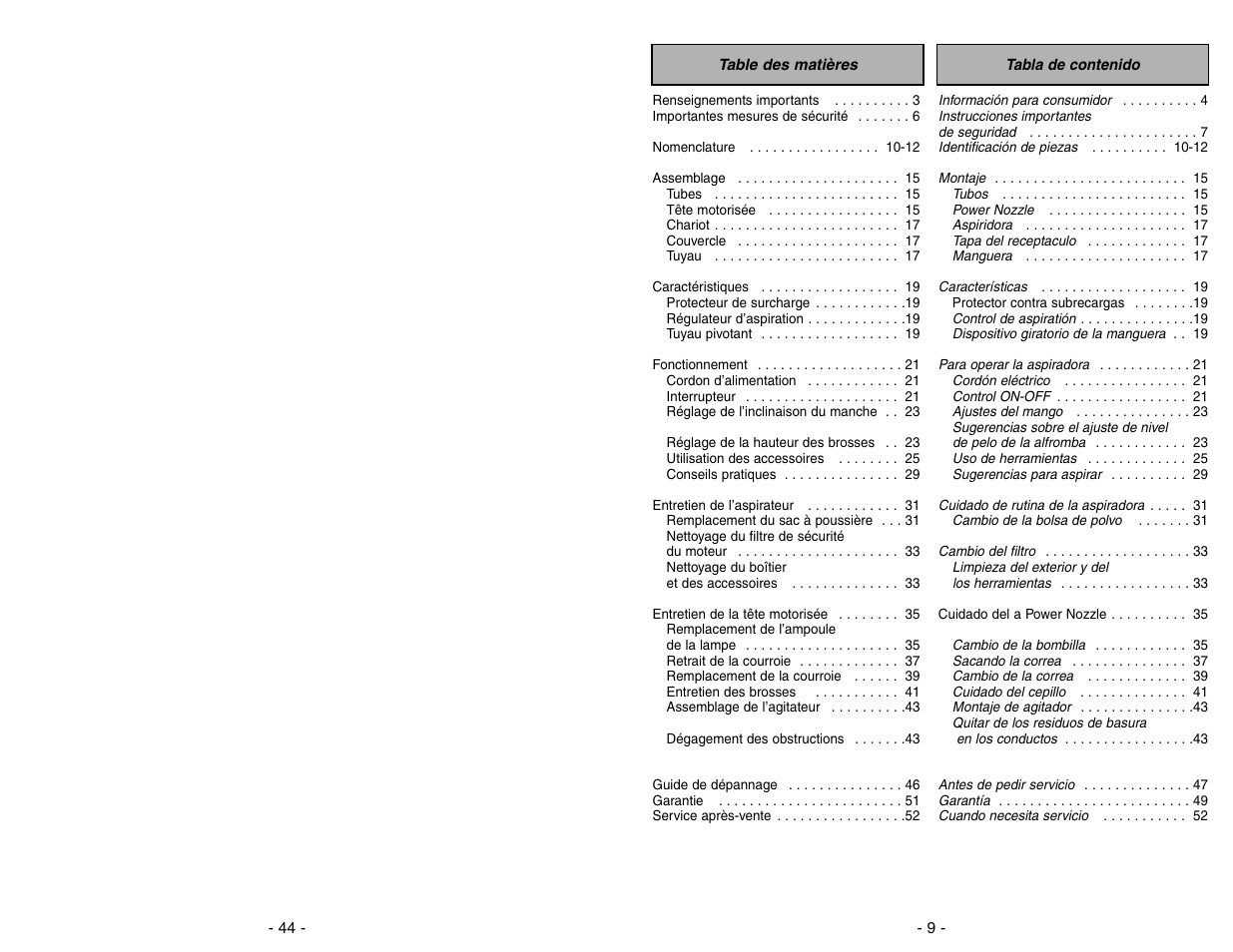 Panasonic MC-V9626 User Manual | Page 44 / 52