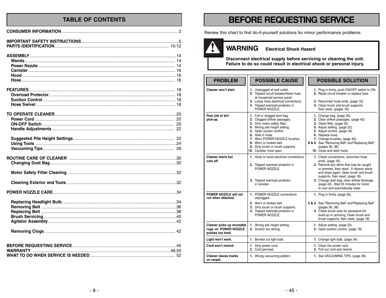 Panasonic MC-V9626 User Manual | Page 45 / 52