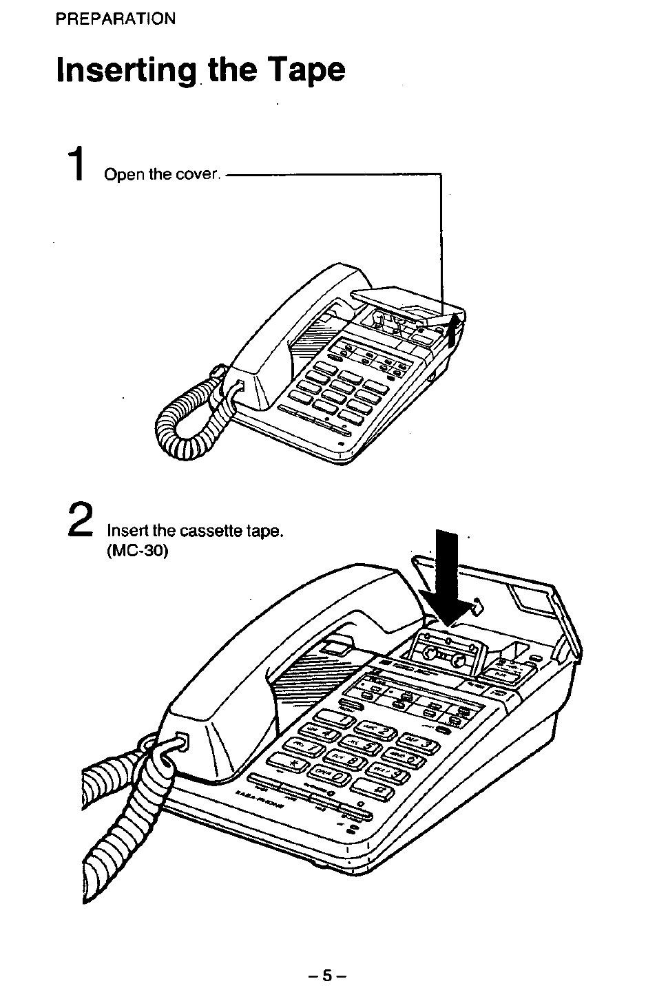 Inserting the tape | Panasonic KX-T2395D-W User Manual | Page 12 / 54