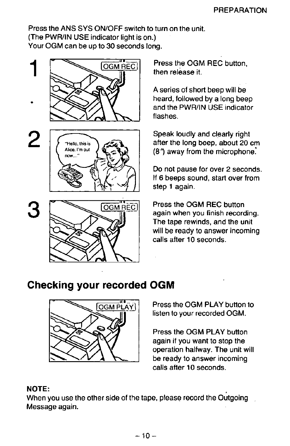 Checking your recorded ogm | Panasonic KX-T2395D-W User Manual | Page 17 / 54