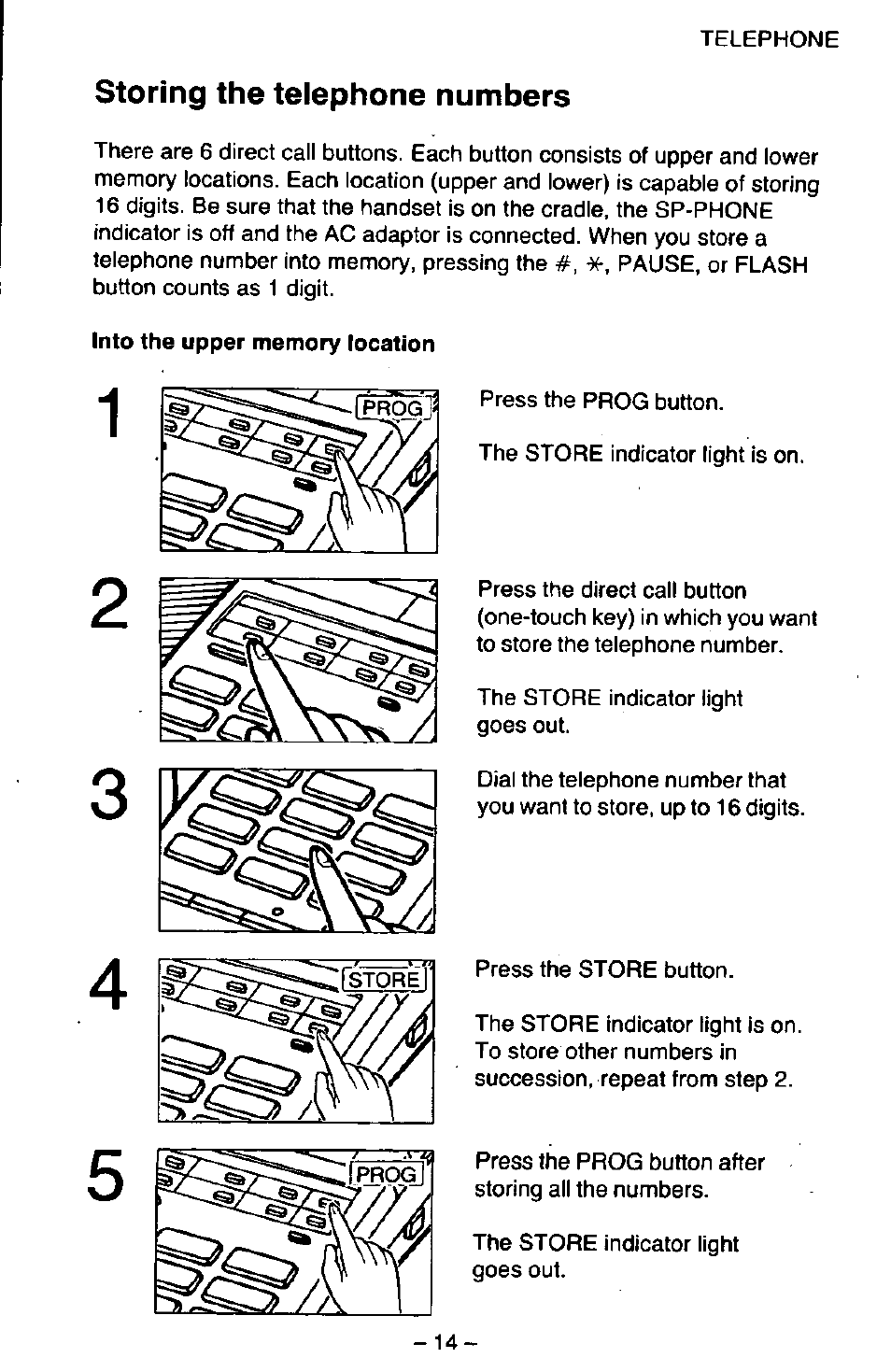Storing the telephone numbers | Panasonic KX-T2395D-W User Manual | Page 21 / 54