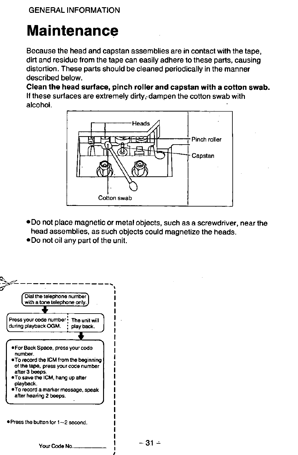 Maintenance, General information | Panasonic KX-T2395D-W User Manual | Page 38 / 54
