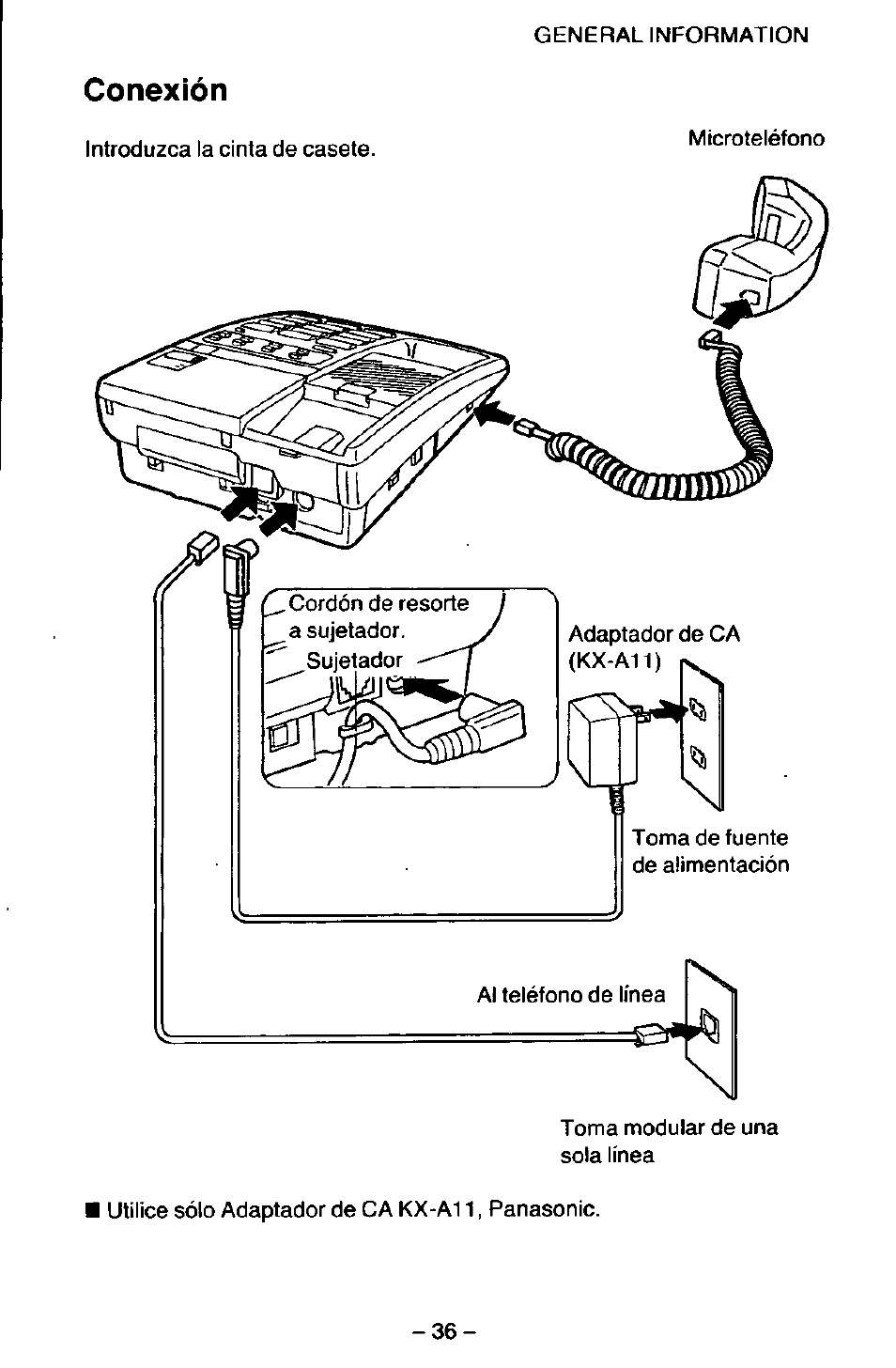 Conexión | Panasonic KX-T2395D-W User Manual | Page 43 / 54