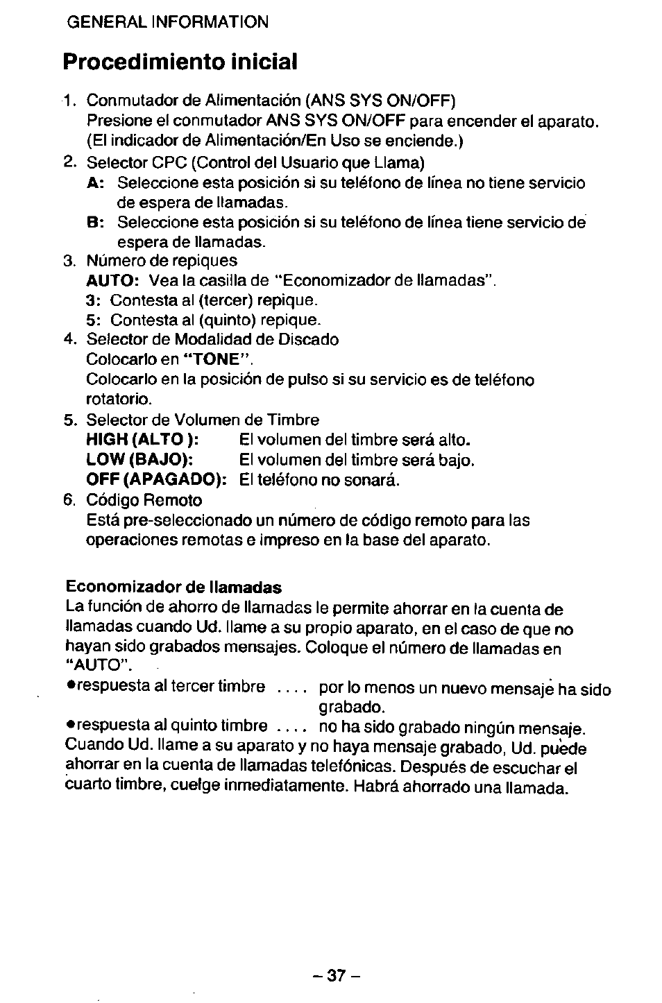 Procedimiento inicial | Panasonic KX-T2395D-W User Manual | Page 44 / 54