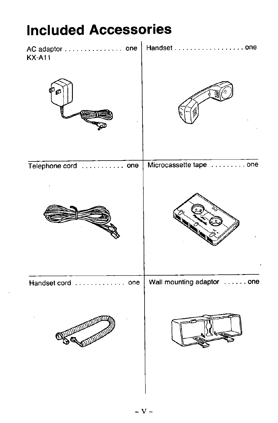 Included accessories | Panasonic KX-T2395D-W User Manual | Page 6 / 54