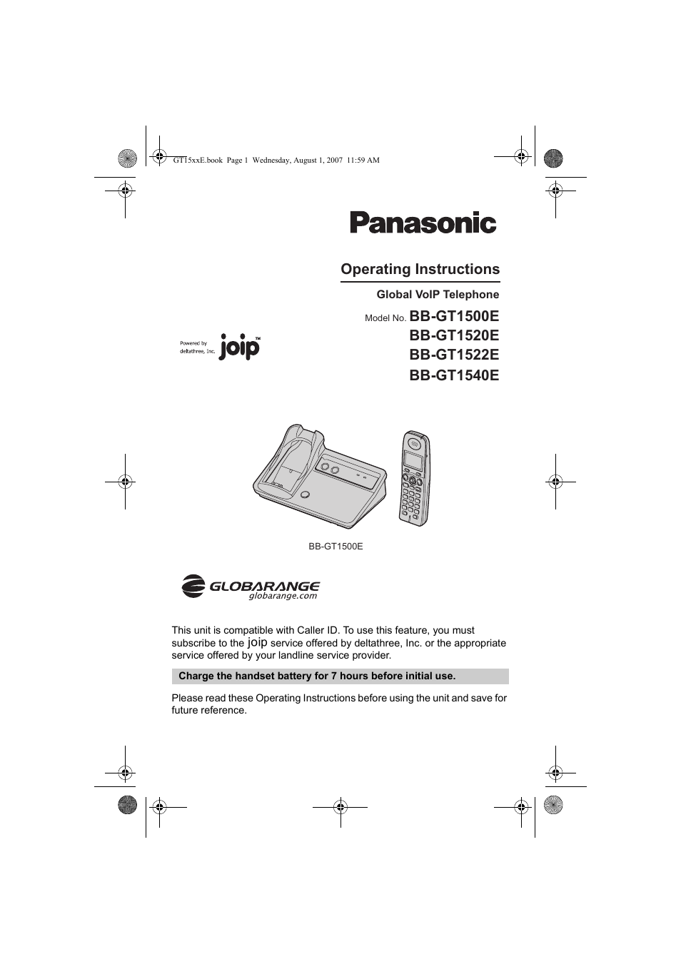 Panasonic JOIP BB-GT1540E User Manual | 112 pages