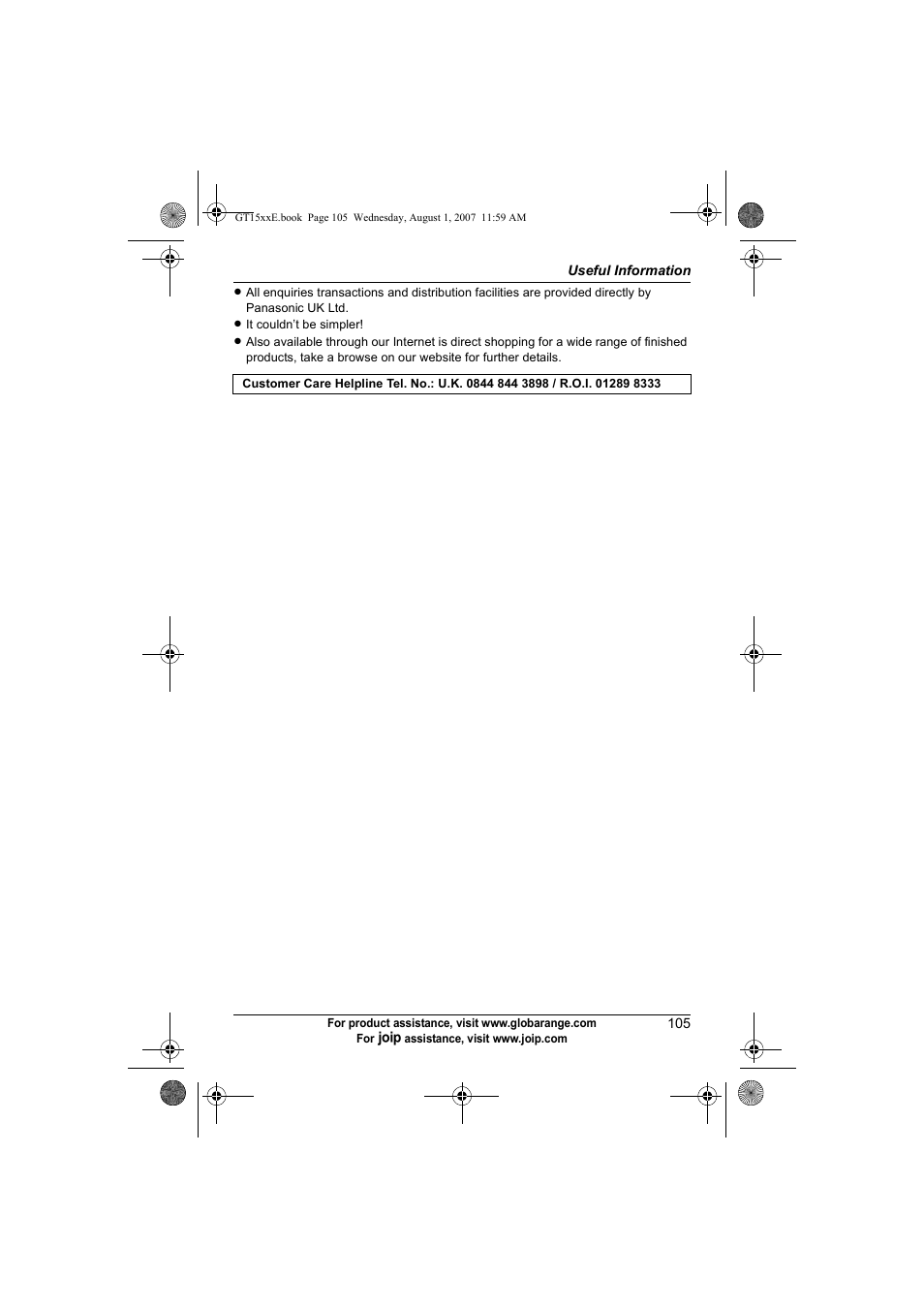 Panasonic JOIP BB-GT1540E User Manual | Page 105 / 112