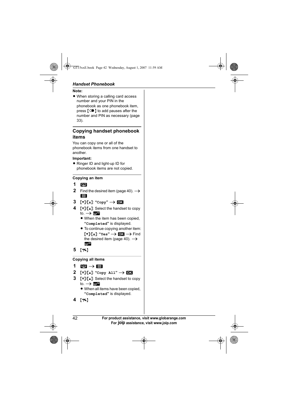 Panasonic JOIP BB-GT1540E User Manual | Page 42 / 112