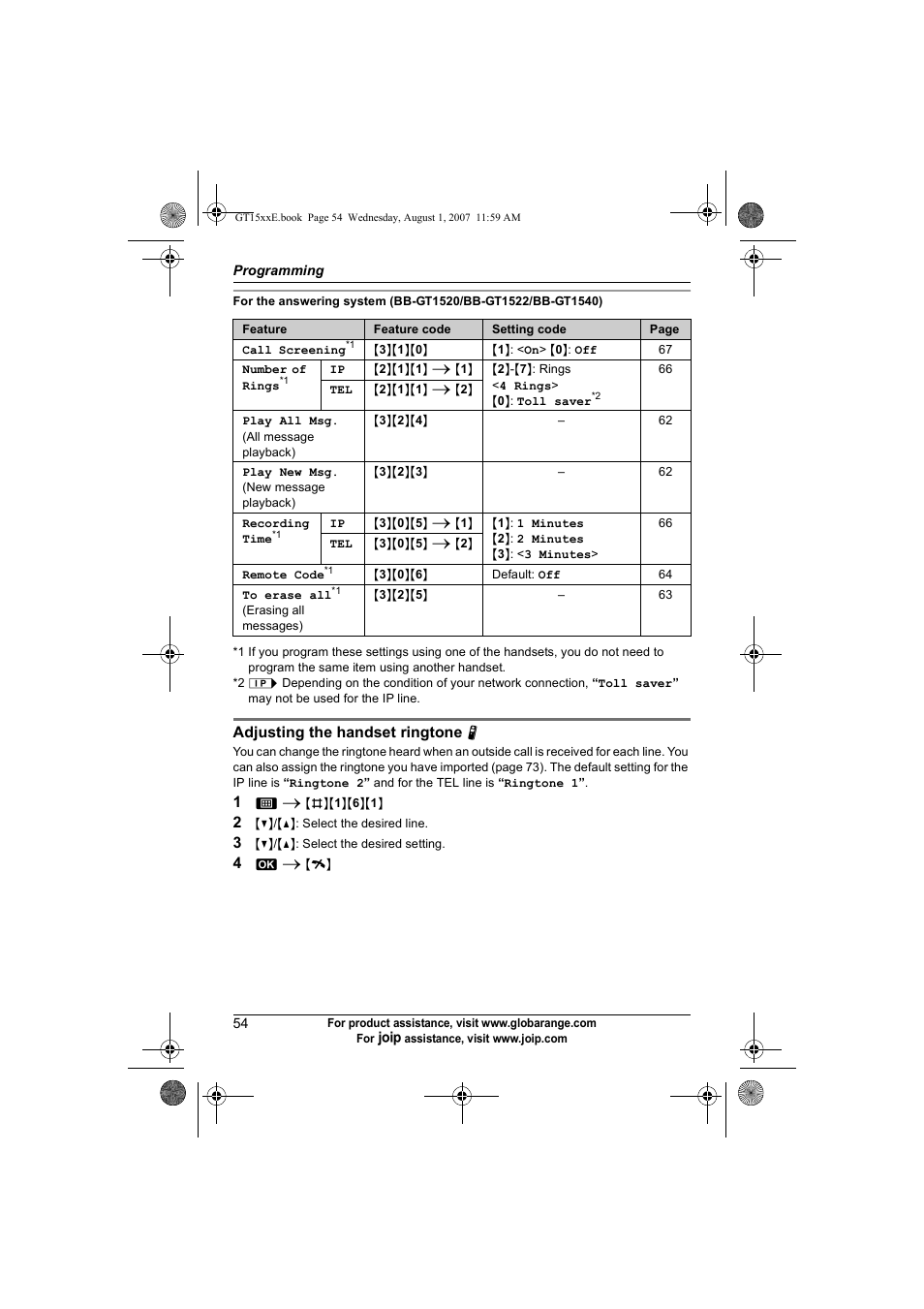 Panasonic JOIP BB-GT1540E User Manual | Page 54 / 112