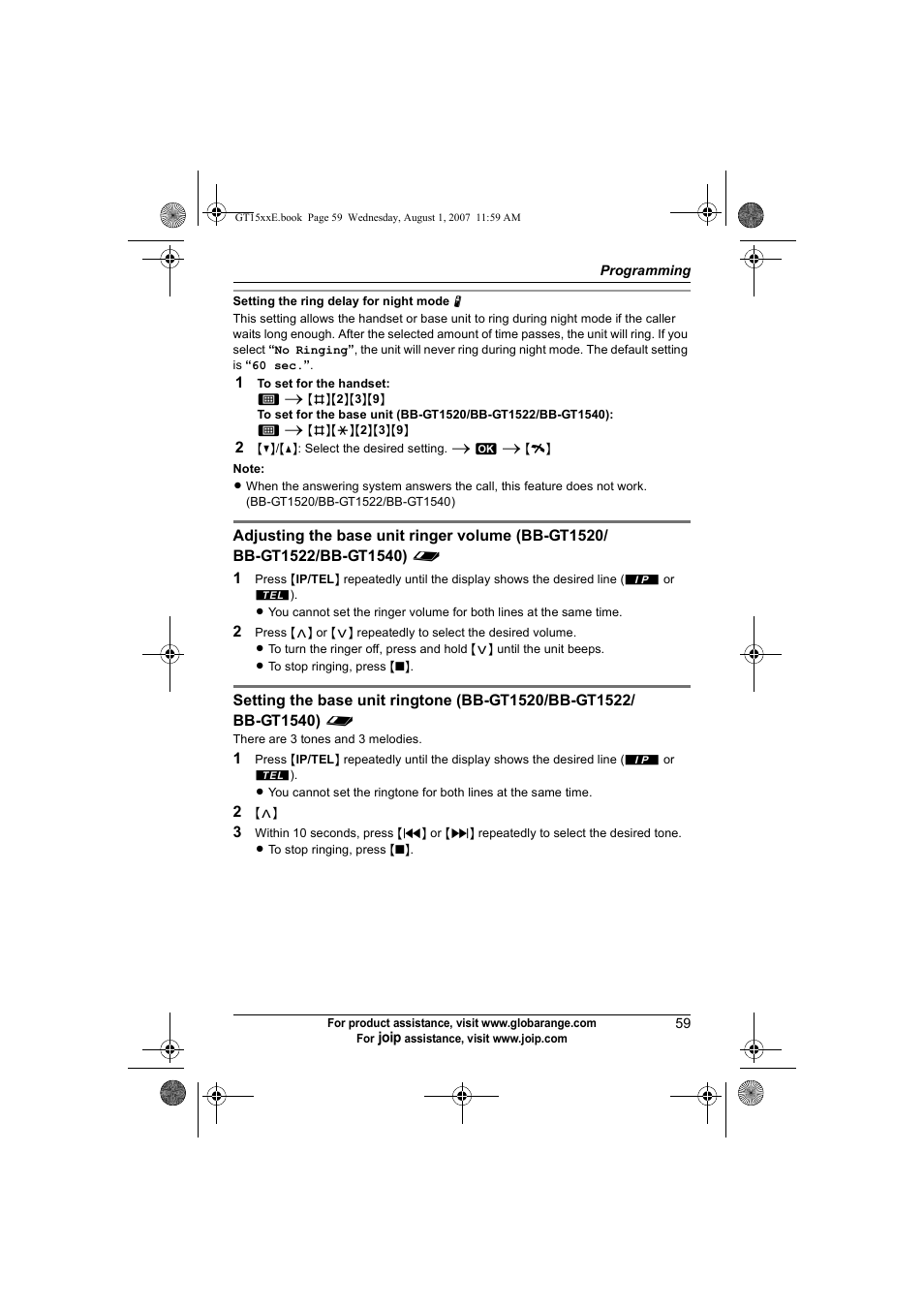 Panasonic JOIP BB-GT1540E User Manual | Page 59 / 112