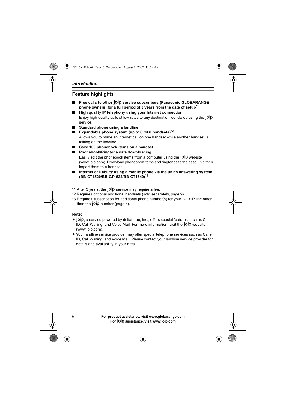 Panasonic JOIP BB-GT1540E User Manual | Page 6 / 112