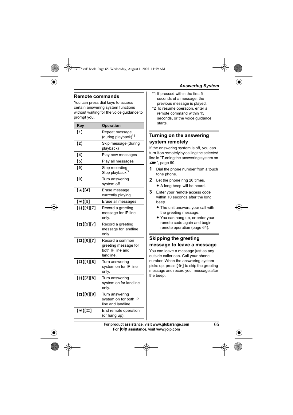 Panasonic JOIP BB-GT1540E User Manual | Page 65 / 112