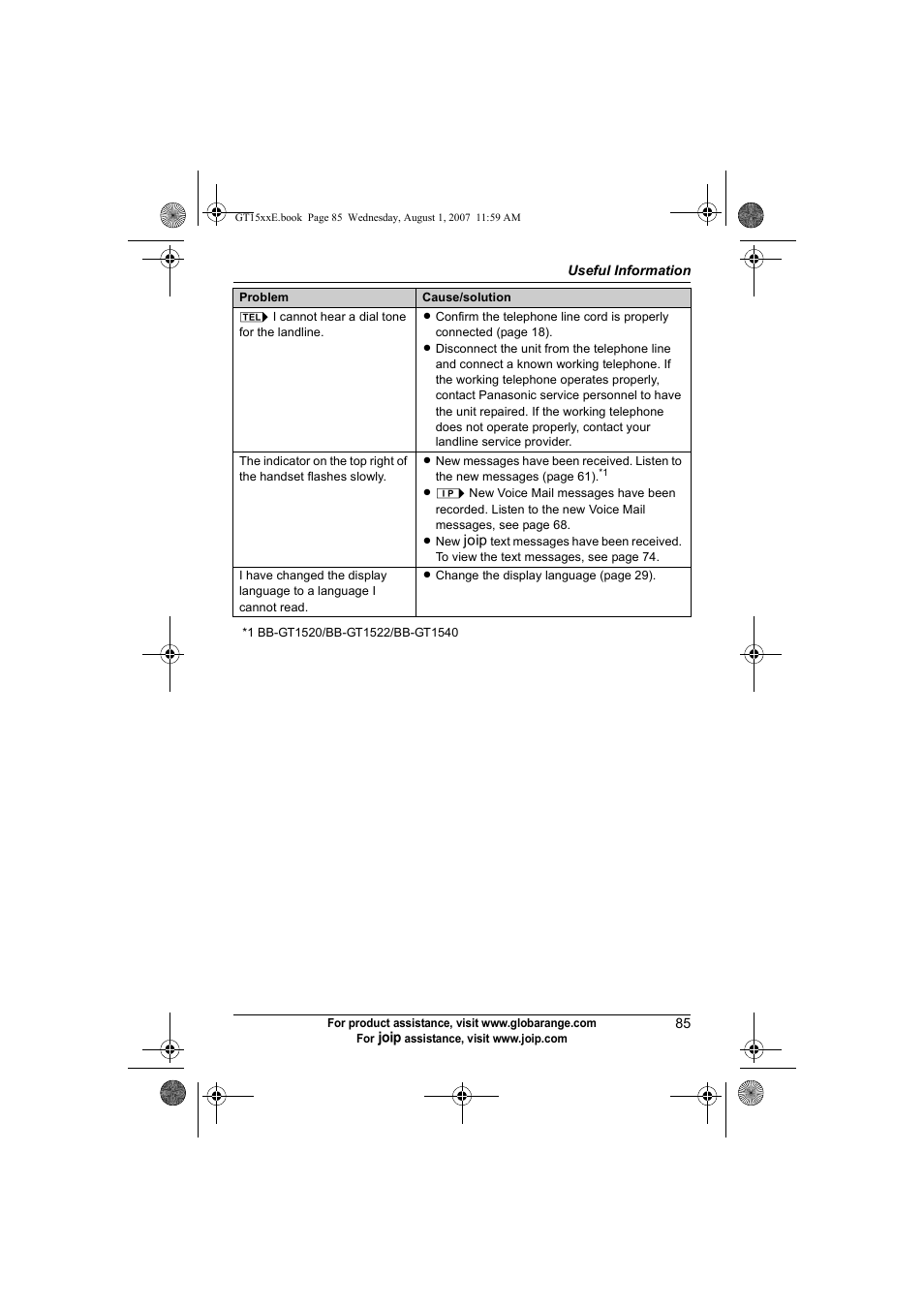 Panasonic JOIP BB-GT1540E User Manual | Page 85 / 112