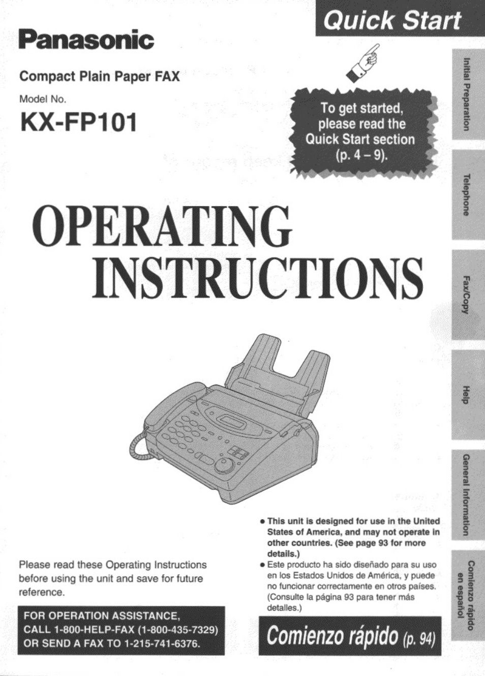 Panasonic KX-FP101 User Manual | 104 pages