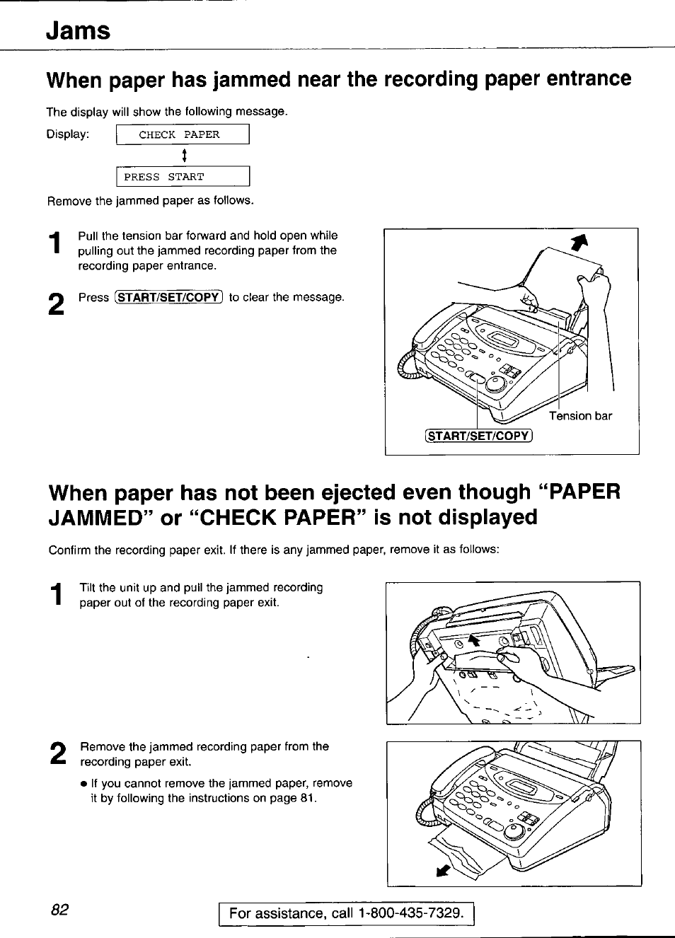 Jams | Panasonic KX-FP101 User Manual | Page 82 / 104