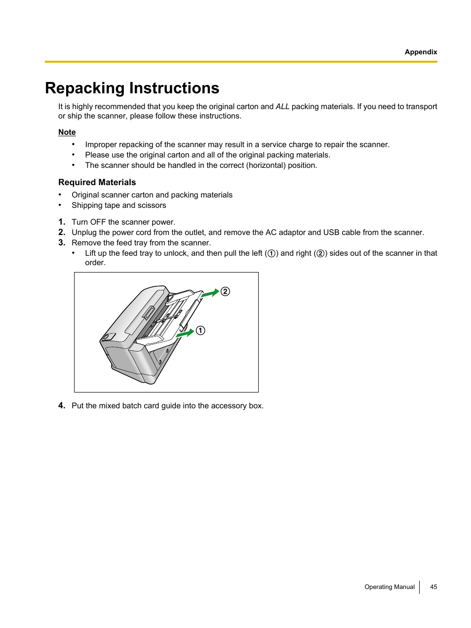 Repacking instructions | Panasonic KV-S1045C User Manual | Page 45 / 51