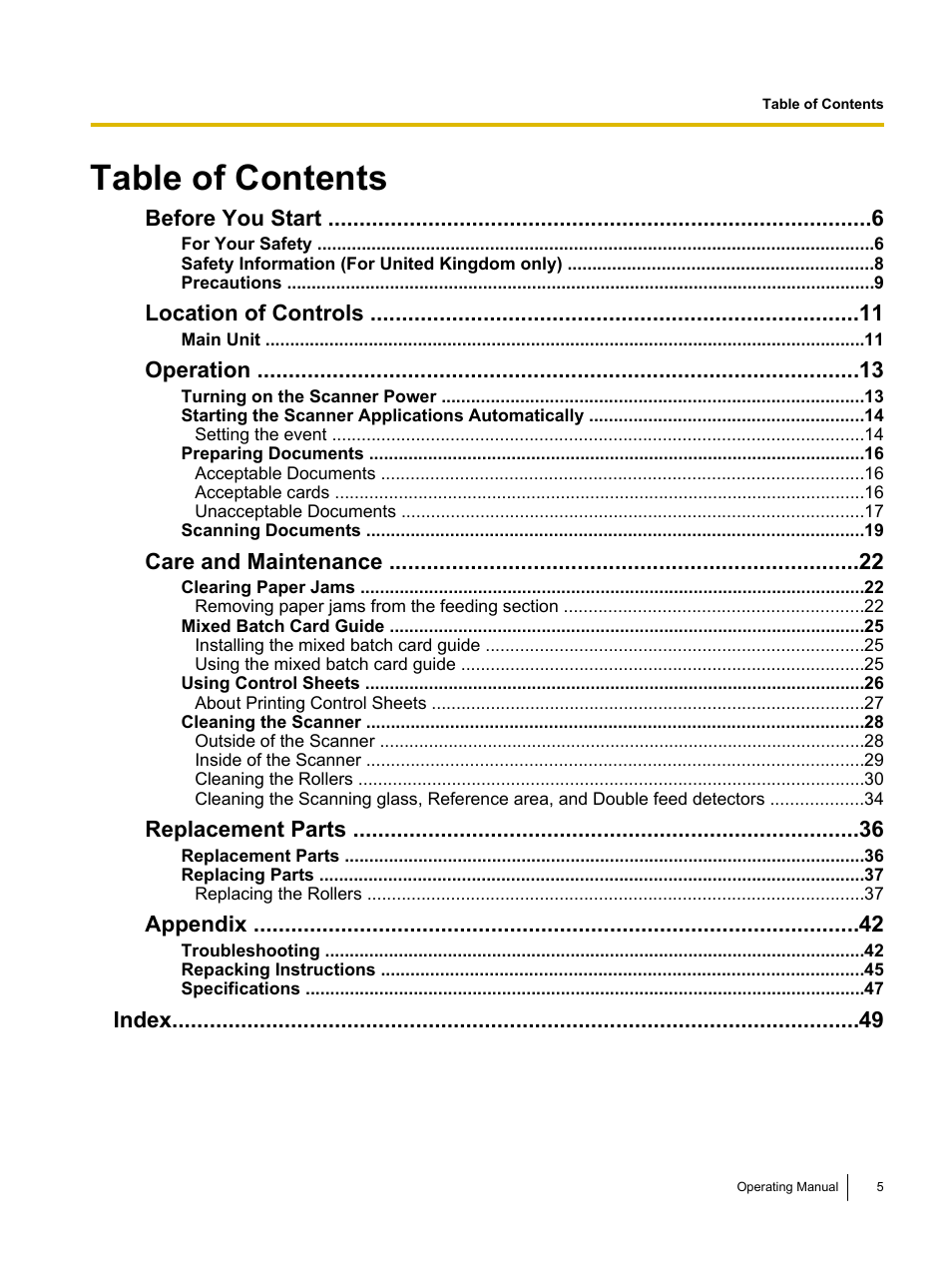 Panasonic KV-S1045C User Manual | Page 5 / 51