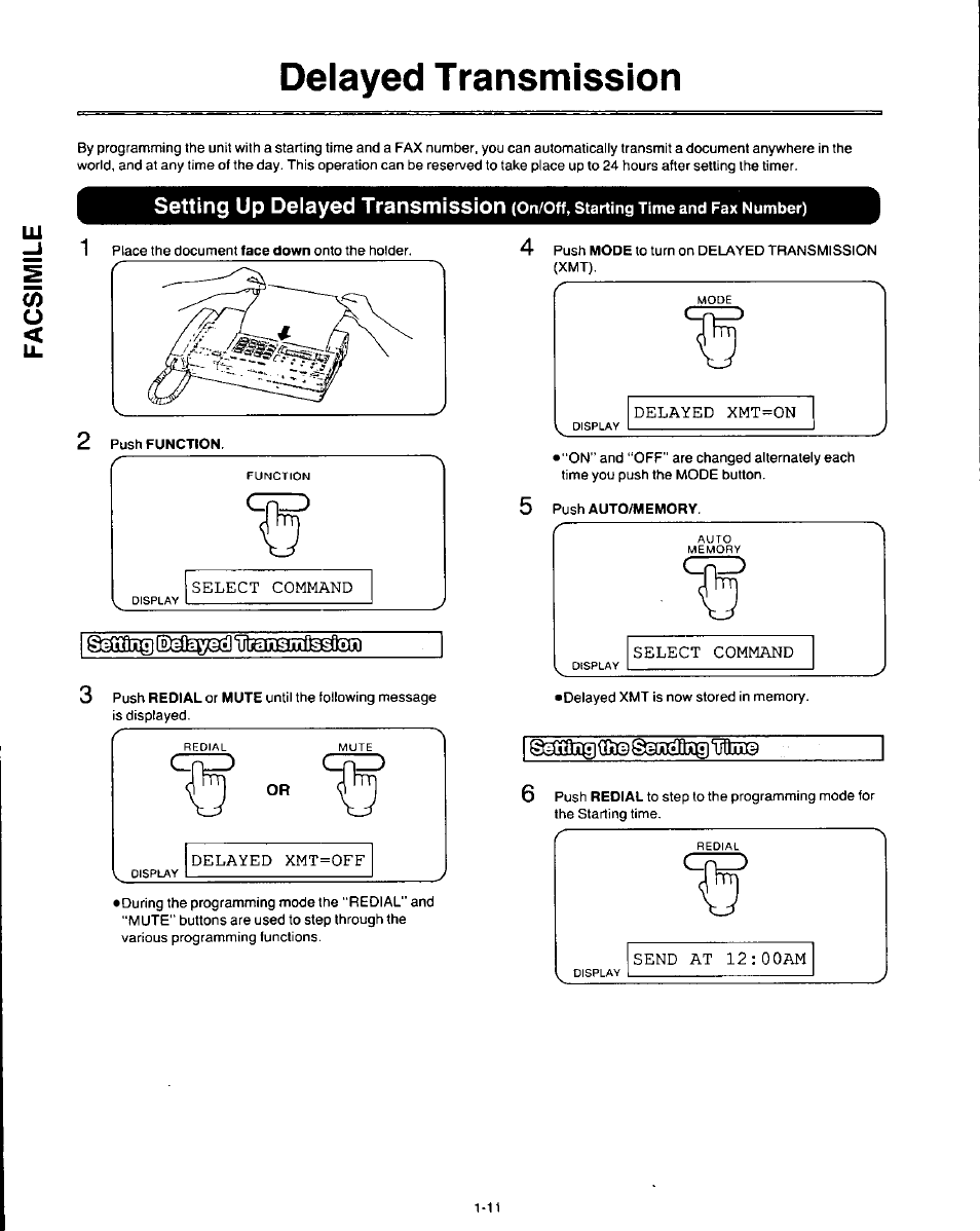 Delayed transmission | Panasonic AUTO-LOGIC KX-F3500 User Manual | Page 20 / 54