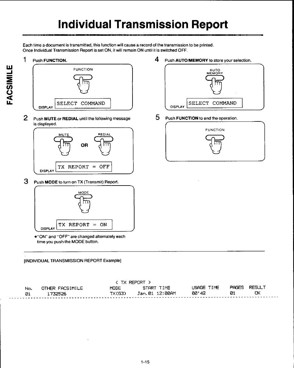 Individual transmission report | Panasonic AUTO-LOGIC KX-F3500 User Manual | Page 24 / 54