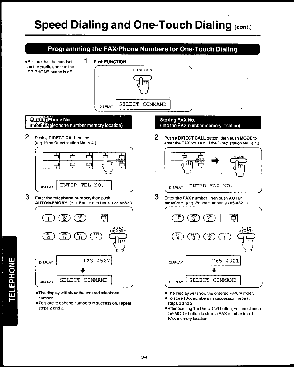 Speed dialing and one-touch dialing, Cont.) | Panasonic AUTO-LOGIC KX-F3500 User Manual | Page 44 / 54