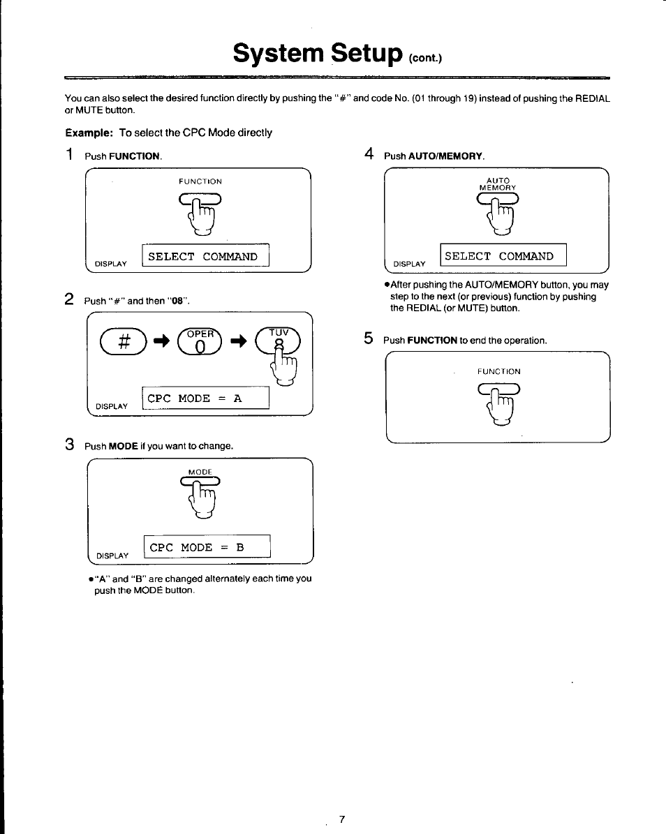 System setup | Panasonic AUTO-LOGIC KX-F3500 User Manual | Page 8 / 54