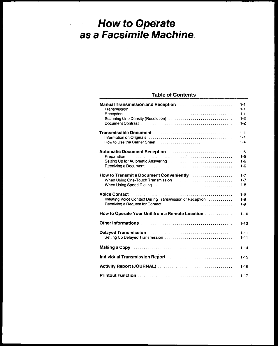 How to operate a facsimile machine | Panasonic AUTO-LOGIC KX-F3500 User Manual | Page 9 / 54
