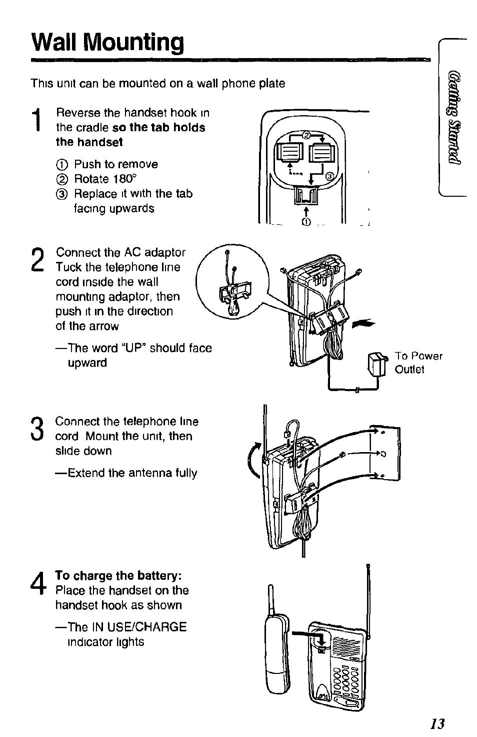 Wall mounting | Panasonic SOUND CHANGER KX-T4168-B User Manual | Page 13 / 52