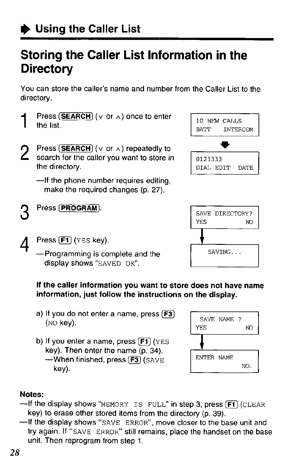 Using the caller list | Panasonic SOUND CHANGER KX-T4168-B User Manual | Page 28 / 52