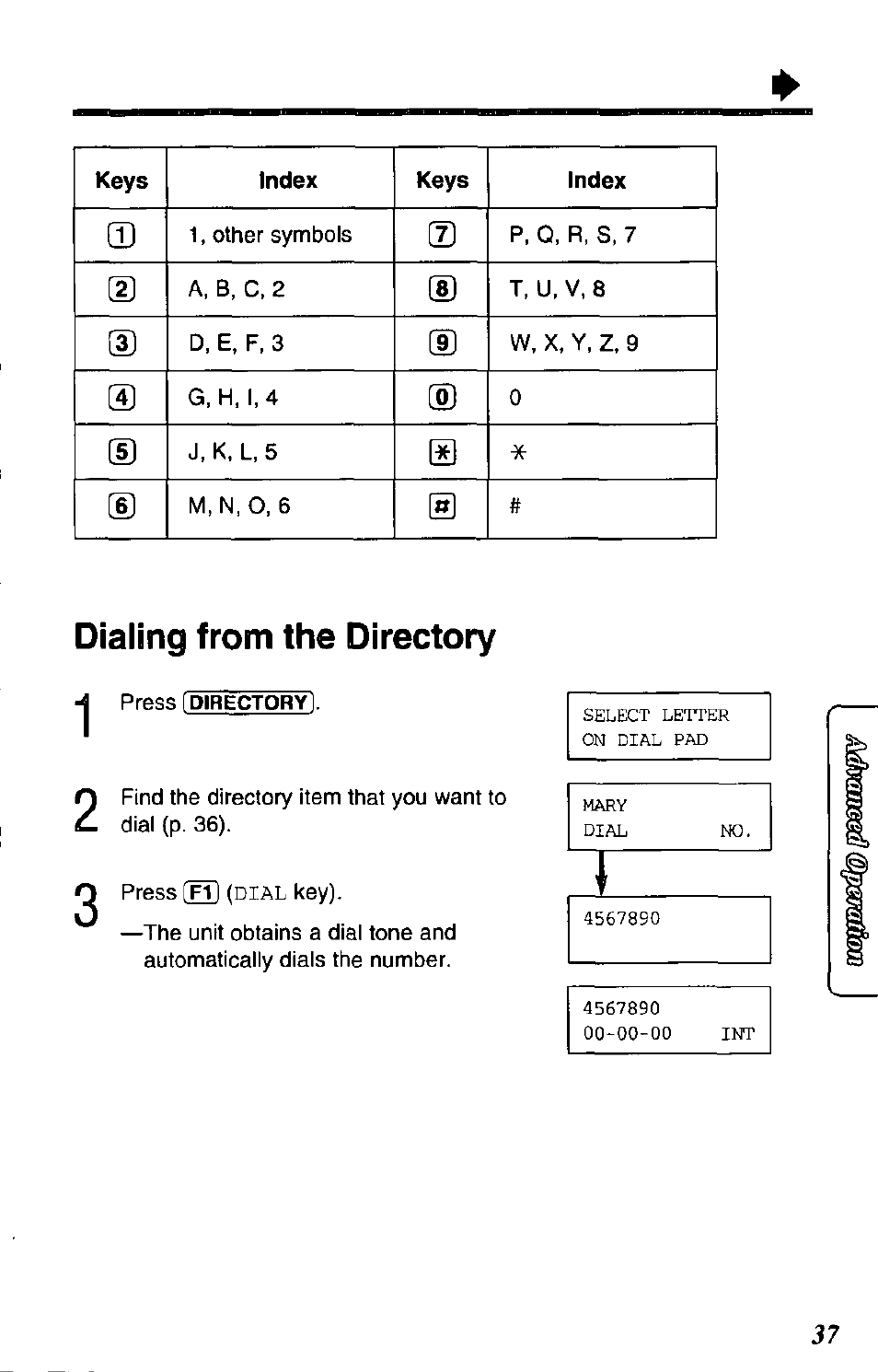 Dialing from the directory | Panasonic SOUND CHANGER KX-T4168-B User Manual | Page 37 / 52