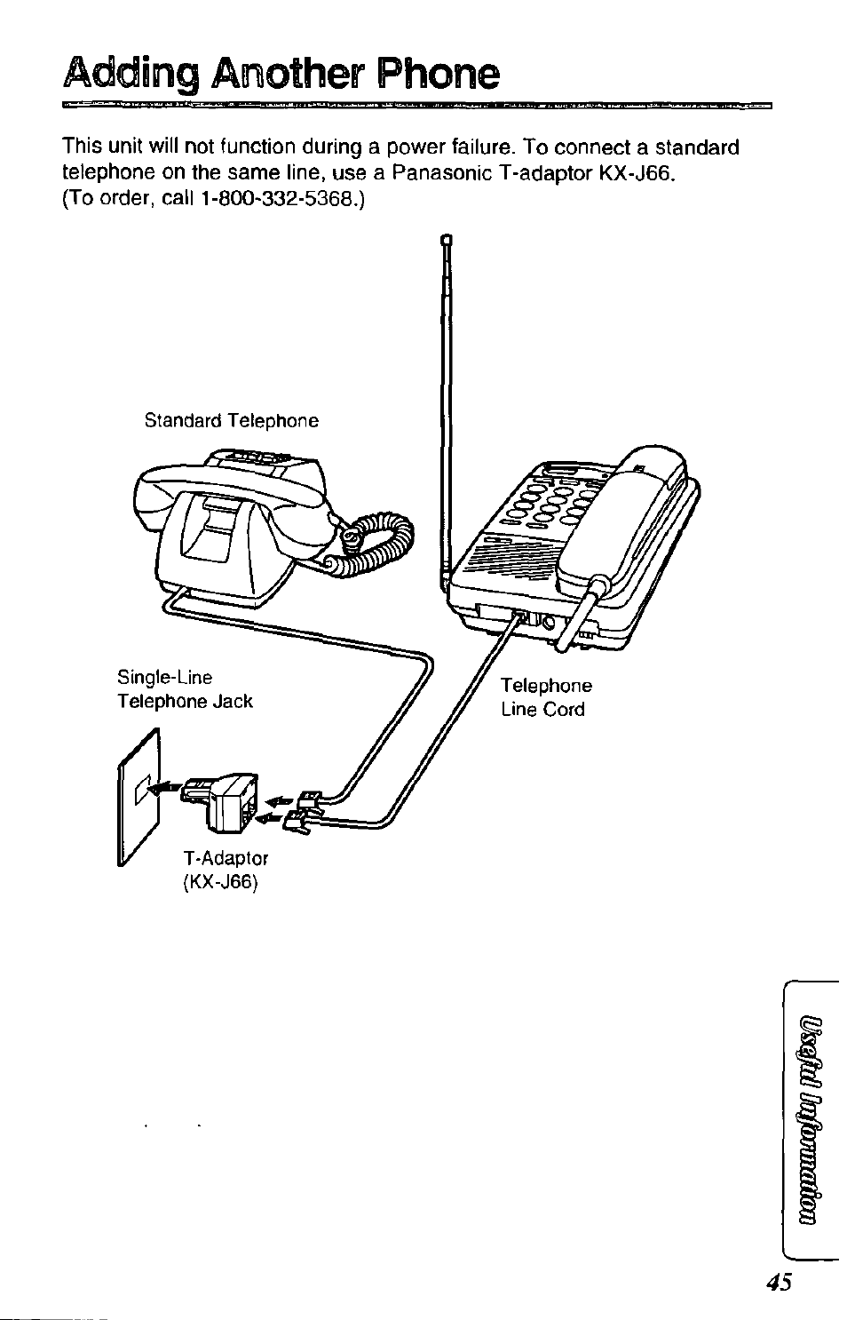 Adding another phone | Panasonic SOUND CHANGER KX-T4168-B User Manual | Page 45 / 52