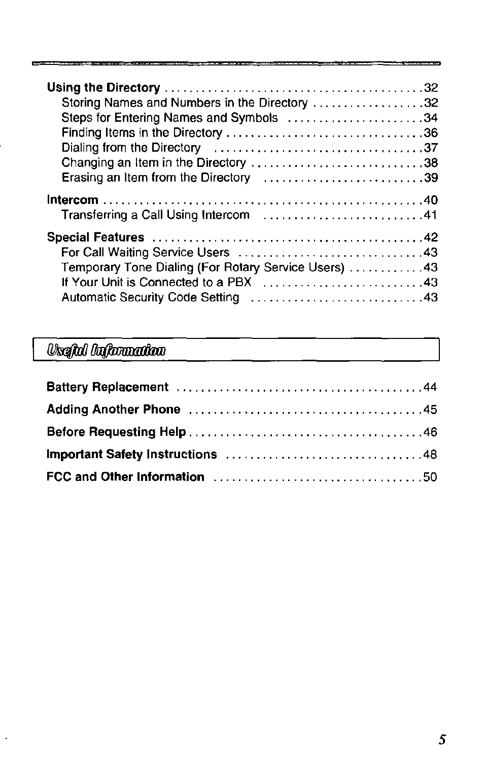 Panasonic SOUND CHANGER KX-T4168-B User Manual | Page 5 / 52