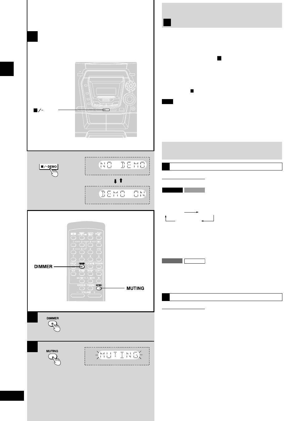 Turning the demo function off, Convenient functions, Ba c | Press [muting, Press [dimmer | Panasonic SC-AK490 User Manual | Page 10 / 32