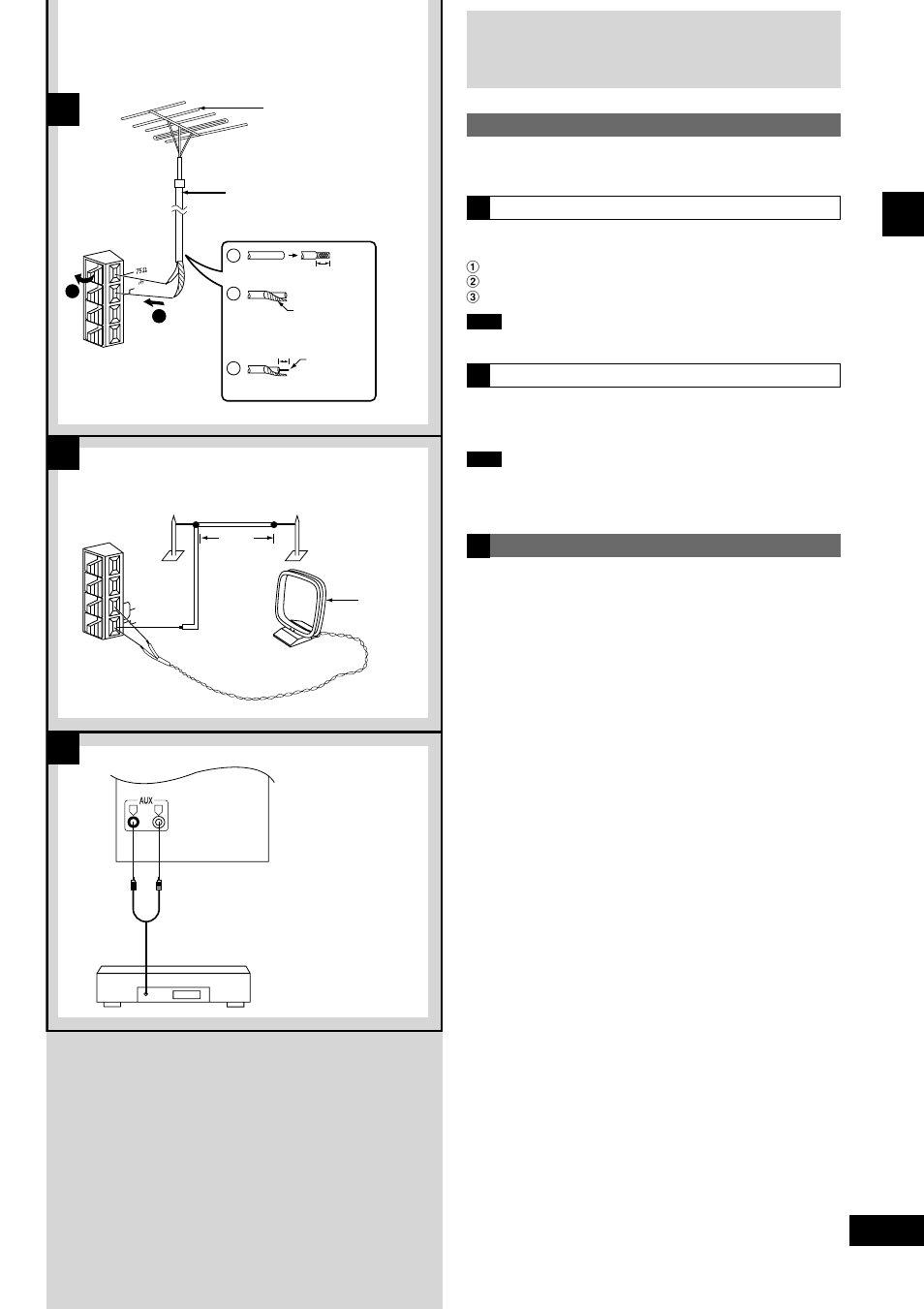 Connections, Optional antenna connections, External unit connection | Before using, Ab c | Panasonic SC-AK490 User Manual | Page 7 / 32