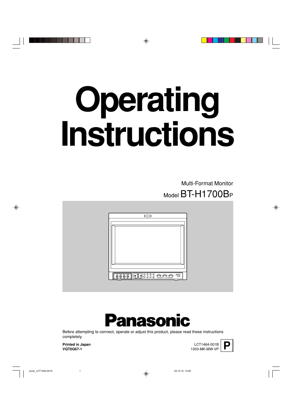 Panasonic BT-H1700BP User Manual | 28 pages