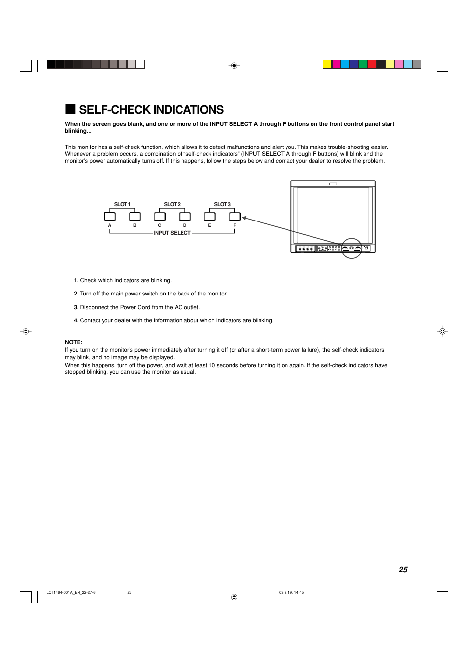 Self-check indications | Panasonic BT-H1700BP User Manual | Page 25 / 28
