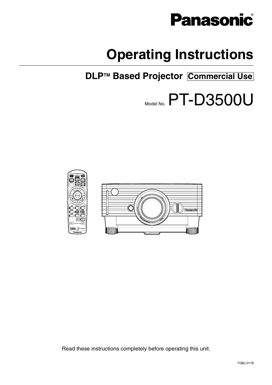 Panasonic DLP PT-D3500U User Manual | 72 pages