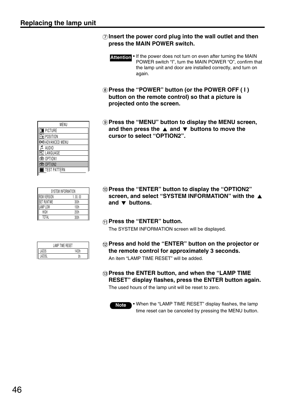 Replacing the lamp unit | Panasonic DLP PT-D3500U User Manual | Page 46 / 72