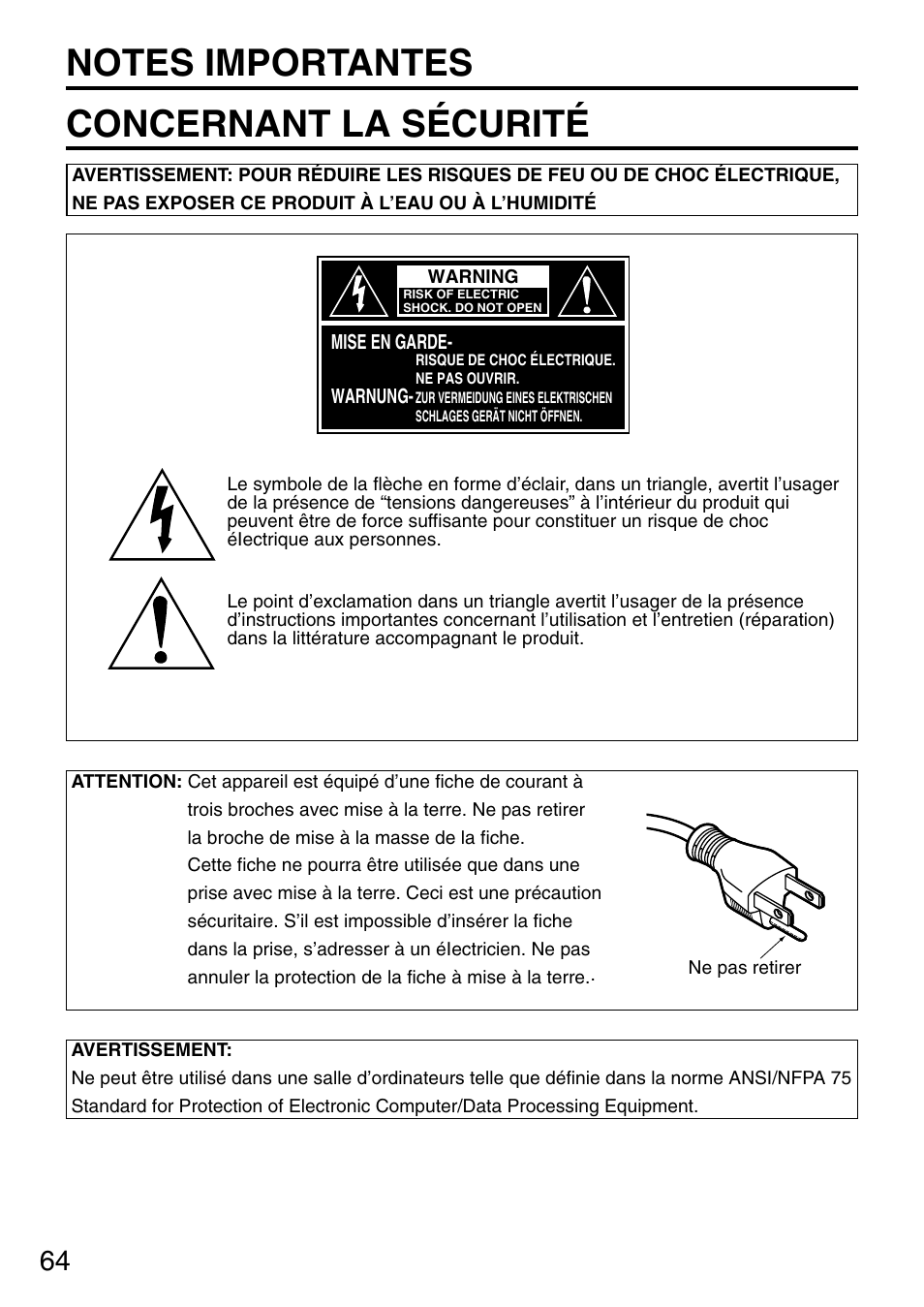 Panasonic DLP PT-D3500U User Manual | Page 64 / 72