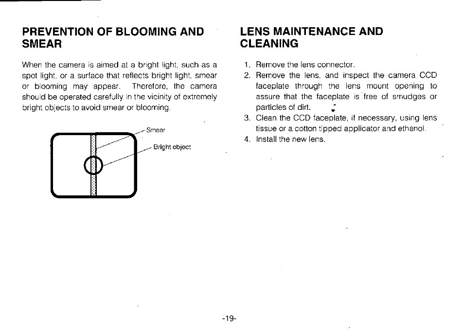 Prevention of blooming and smear | Panasonic WV-BP310 User Manual | Page 21 / 24