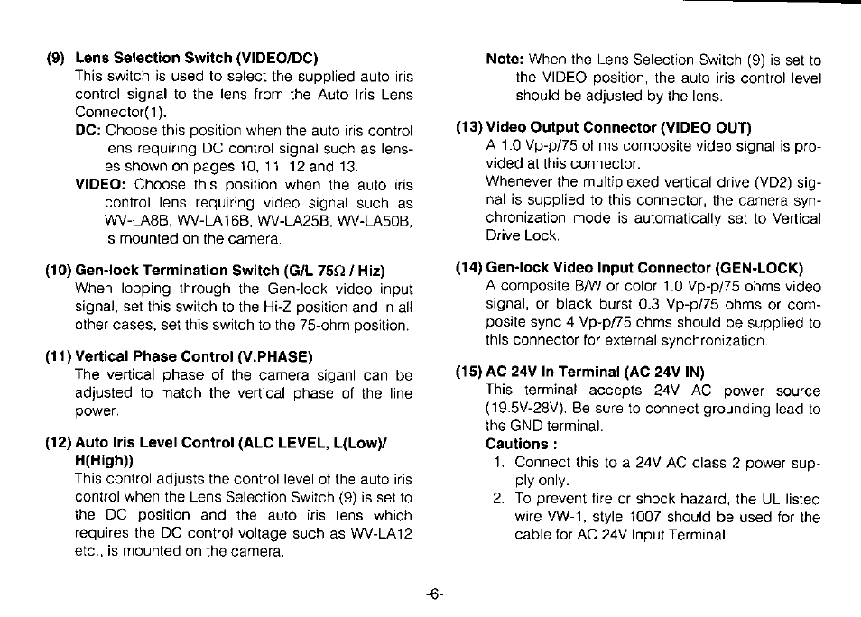 Panasonic WV-BP310 User Manual | Page 8 / 24