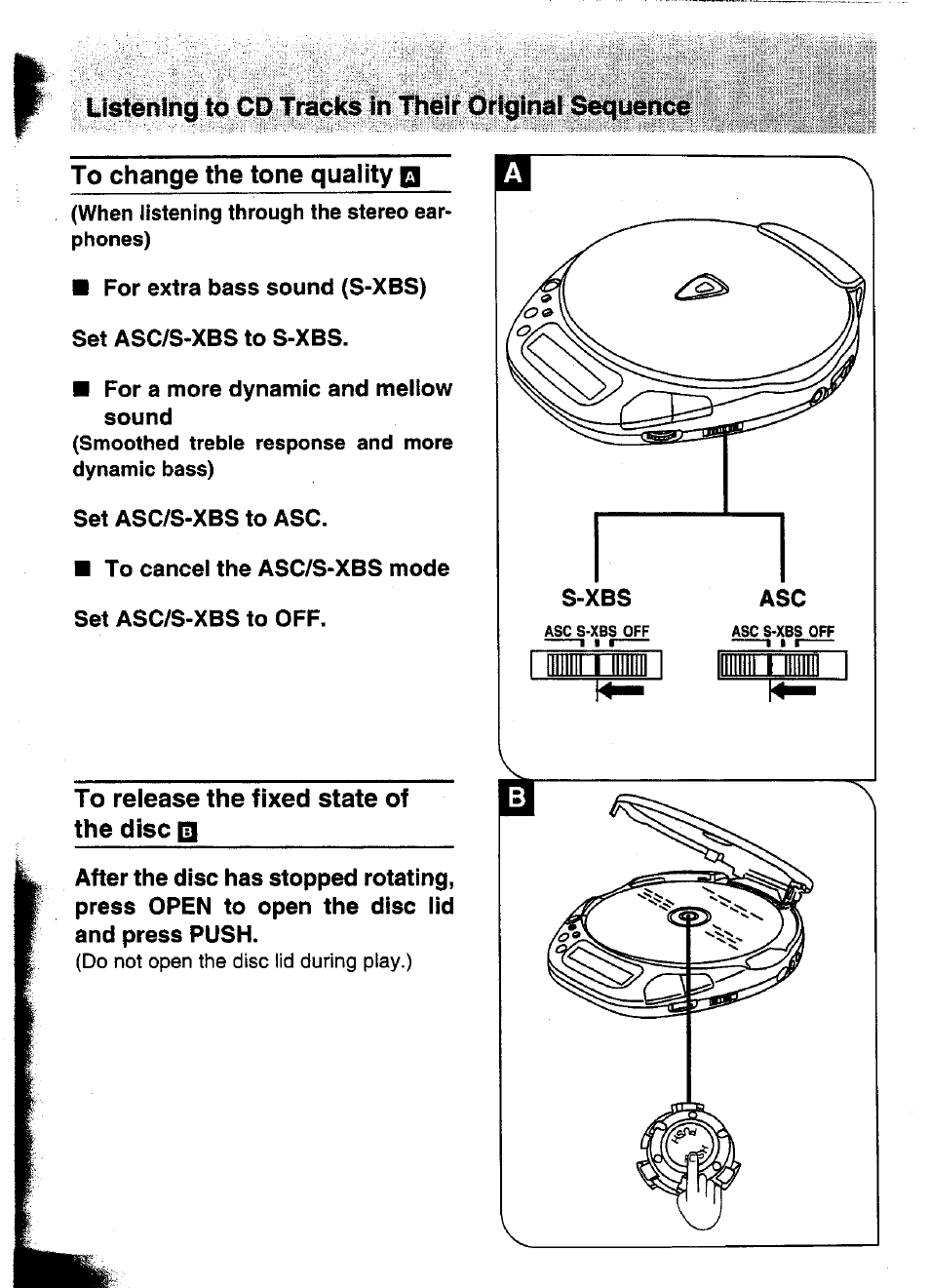 To release the fixed state of the disc b | Panasonic SL-XP570 User Manual | Page 14 / 31