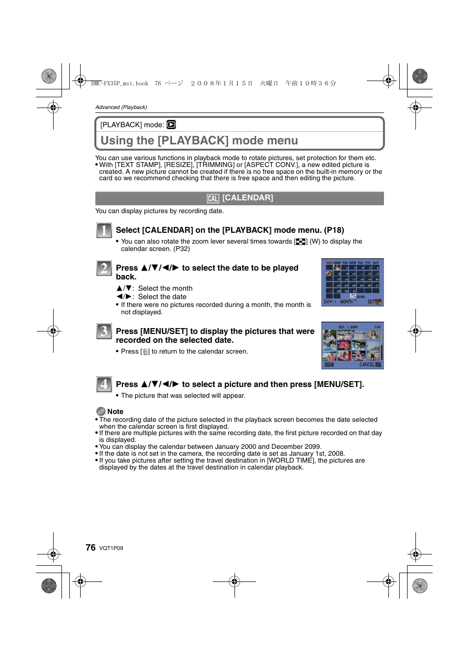 Using the [playback] mode menu | Panasonic DMC-FX35 User Manual | Page 76 / 128