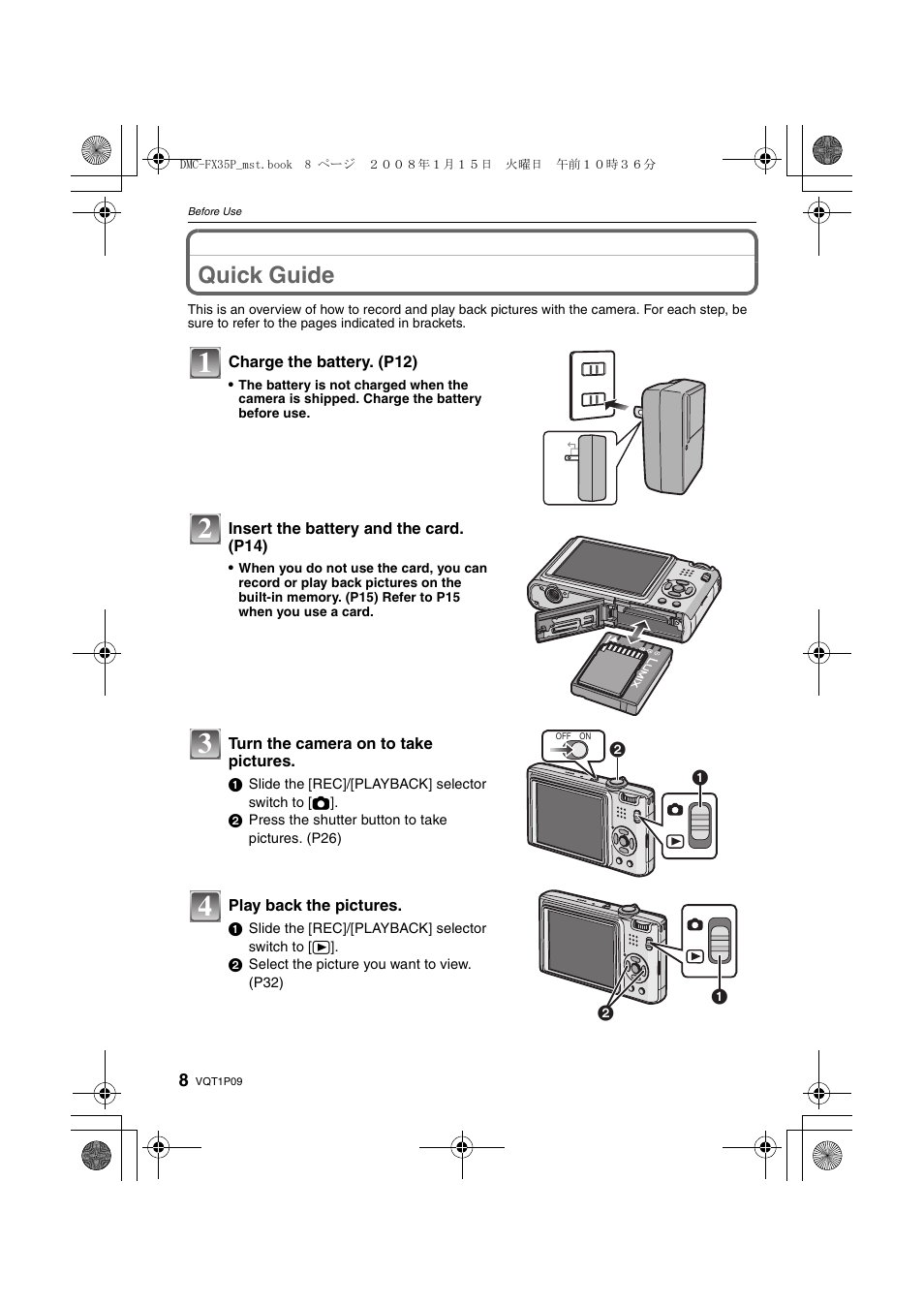 Quick guide | Panasonic DMC-FX35 User Manual | Page 8 / 128
