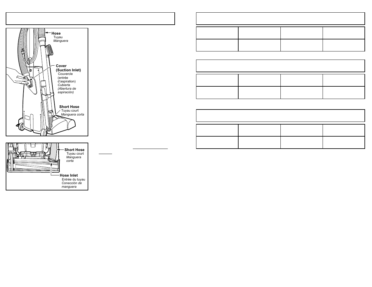 Feature chart, Tableau des caractéristiques, Diagrama de características | Removing clogs | Panasonic MC-UG589 User Manual | Page 11 / 48