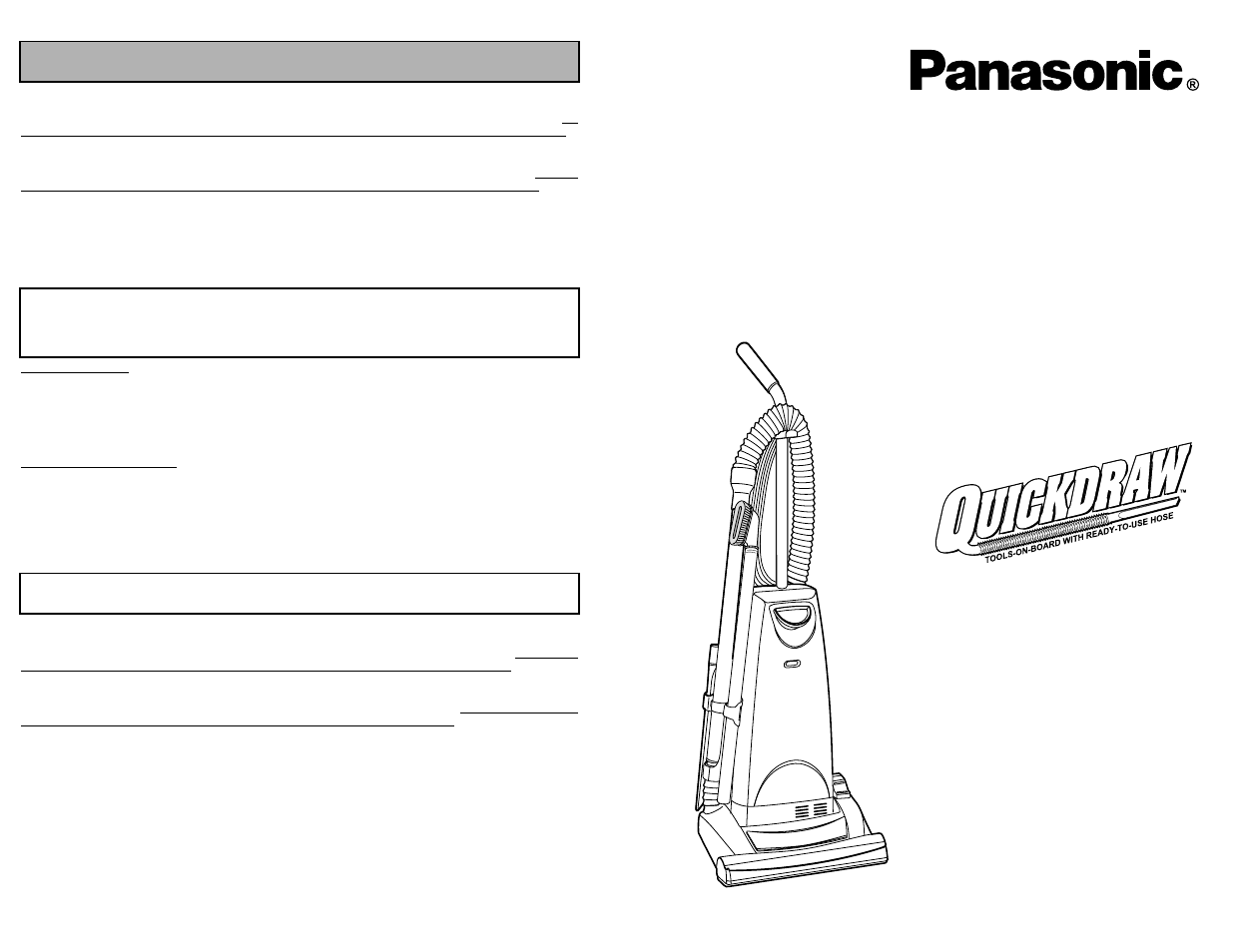 What to do when service is needed, Service après-vente, Cuando necesita servicio | Mc-ug589, Aspiradora, Vacuum cleaner aspirateur | Panasonic MC-UG589 User Manual | Page 48 / 48